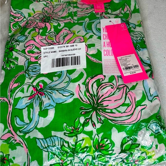 NWT Lilly Pulitzer Barbara 3/4 cotton shirt size 12 - Picture 4 of 6